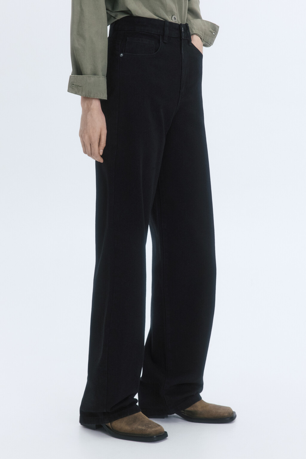 Джинсы wide широкие с высокой посадкой - цвет черный - 3