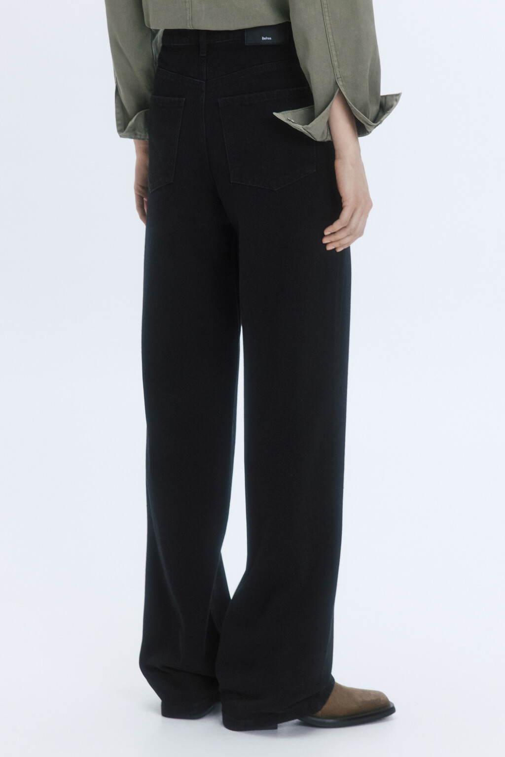 Джинсы wide широкие с высокой посадкой - цвет черный - 4