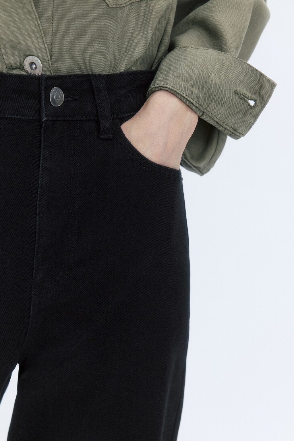 Джинсы wide широкие с высокой посадкой - цвет черный - 5