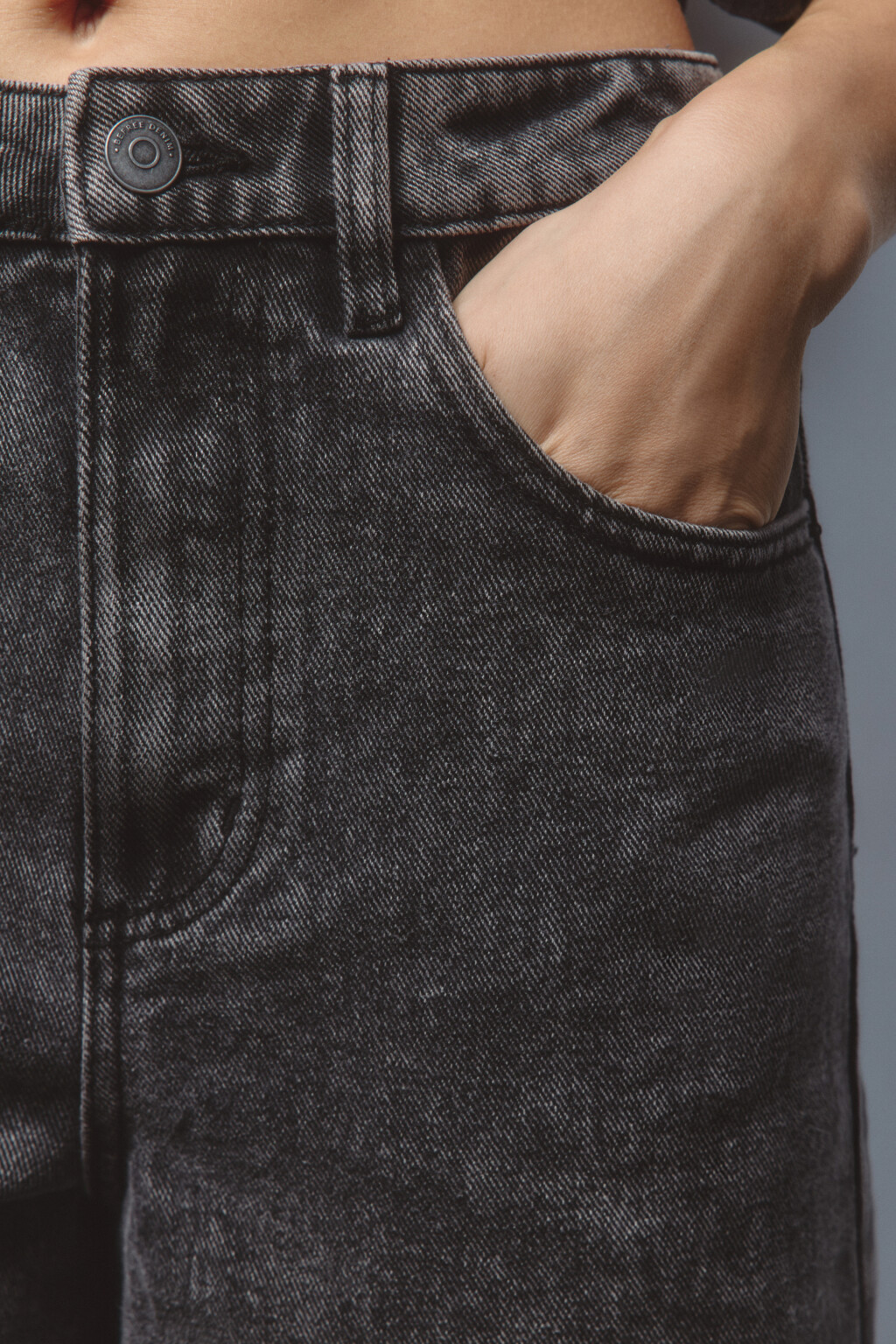 Джинсы широкие с высокой посадкой - цвет серый - 7