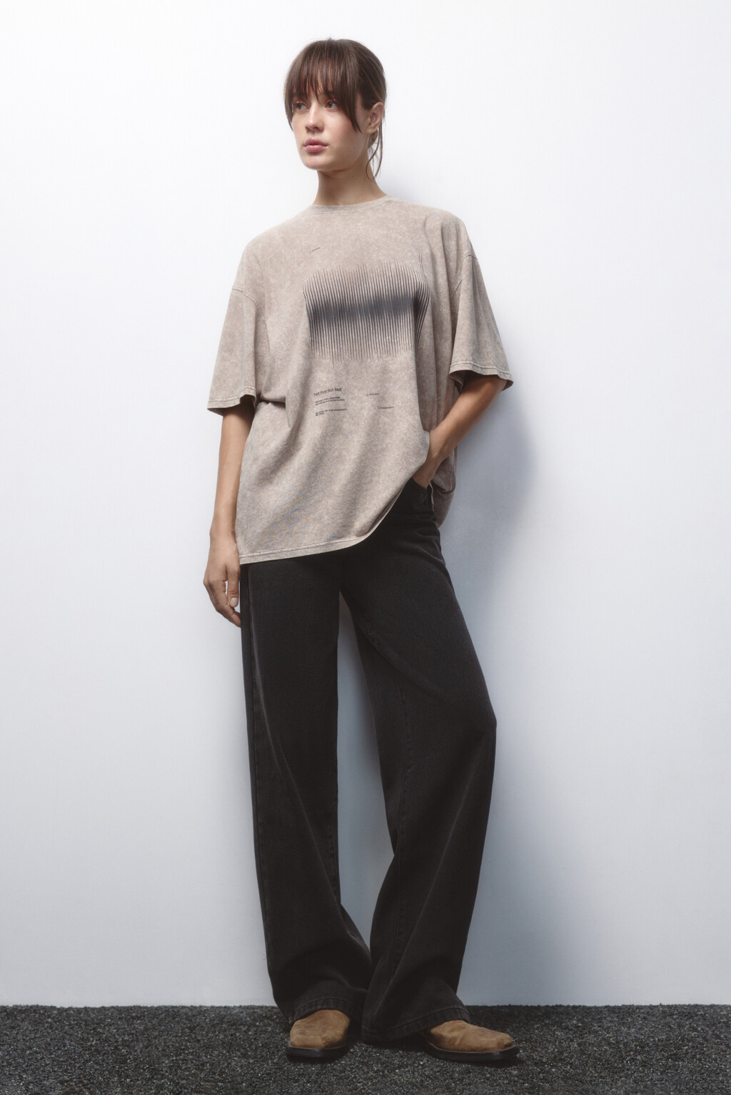 Джинсы широкие с высокой посадкой - цвет серый - 5