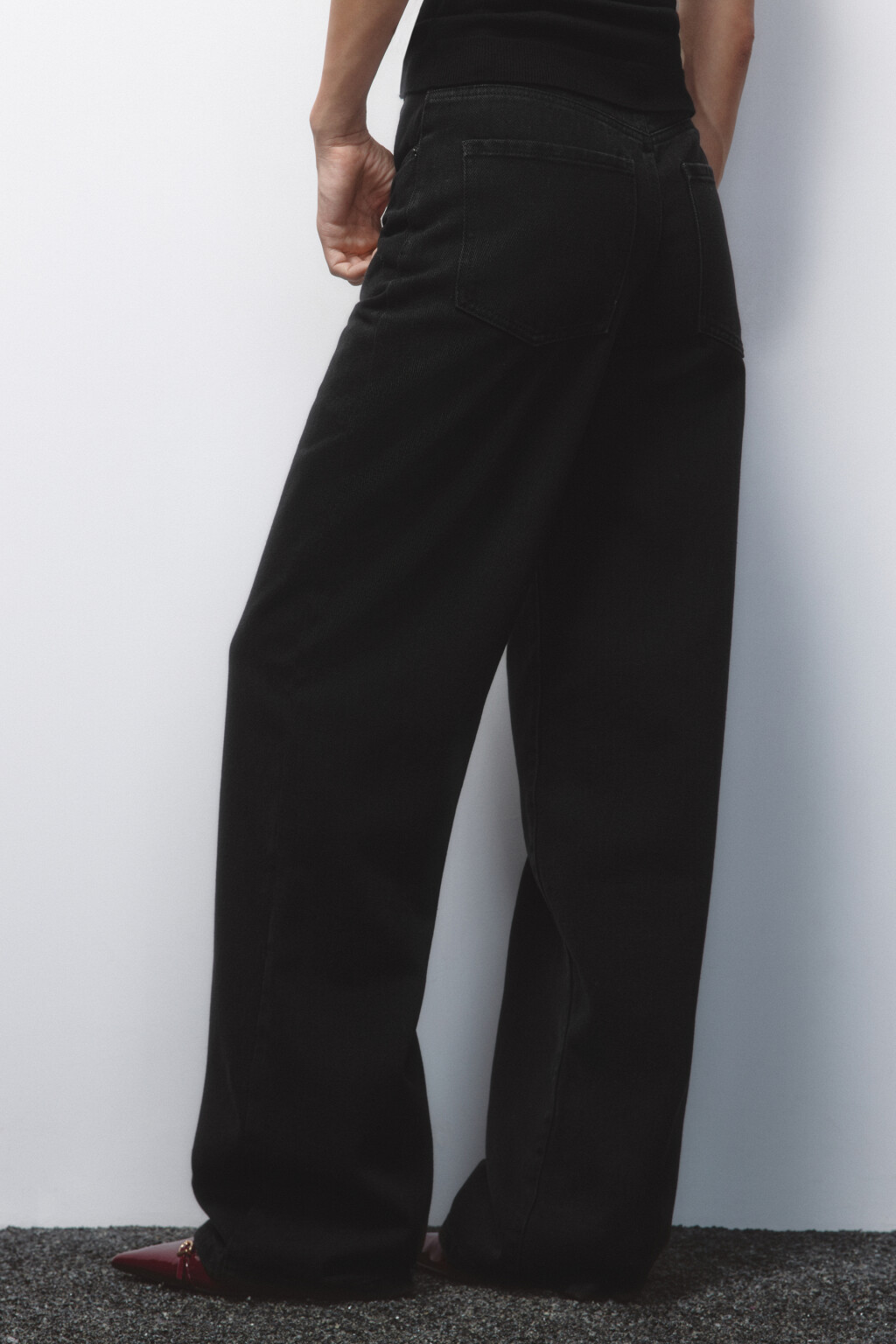 Джинсы широкие с высокой посадкой - цвет черный - 4