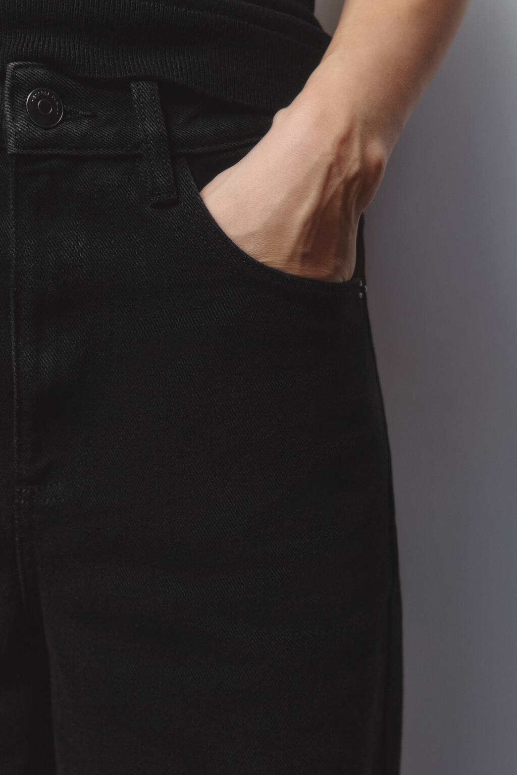 Джинсы широкие с высокой посадкой - цвет черный - 7