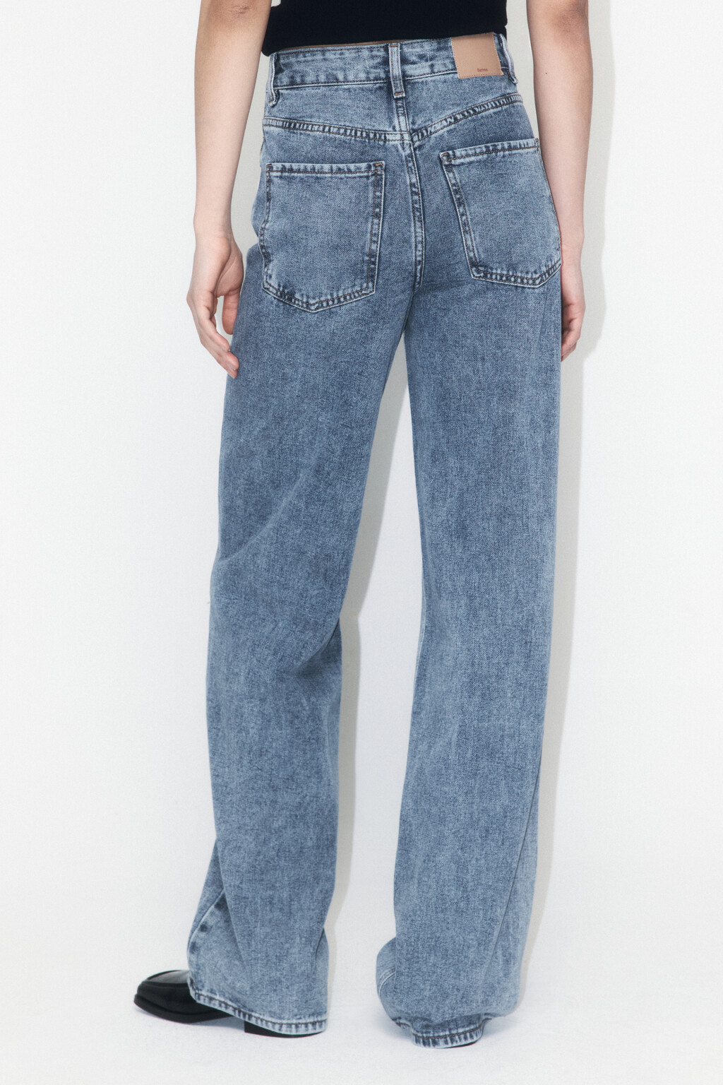 Джинсы широкие с высокой посадкой - цвет голубой - 3