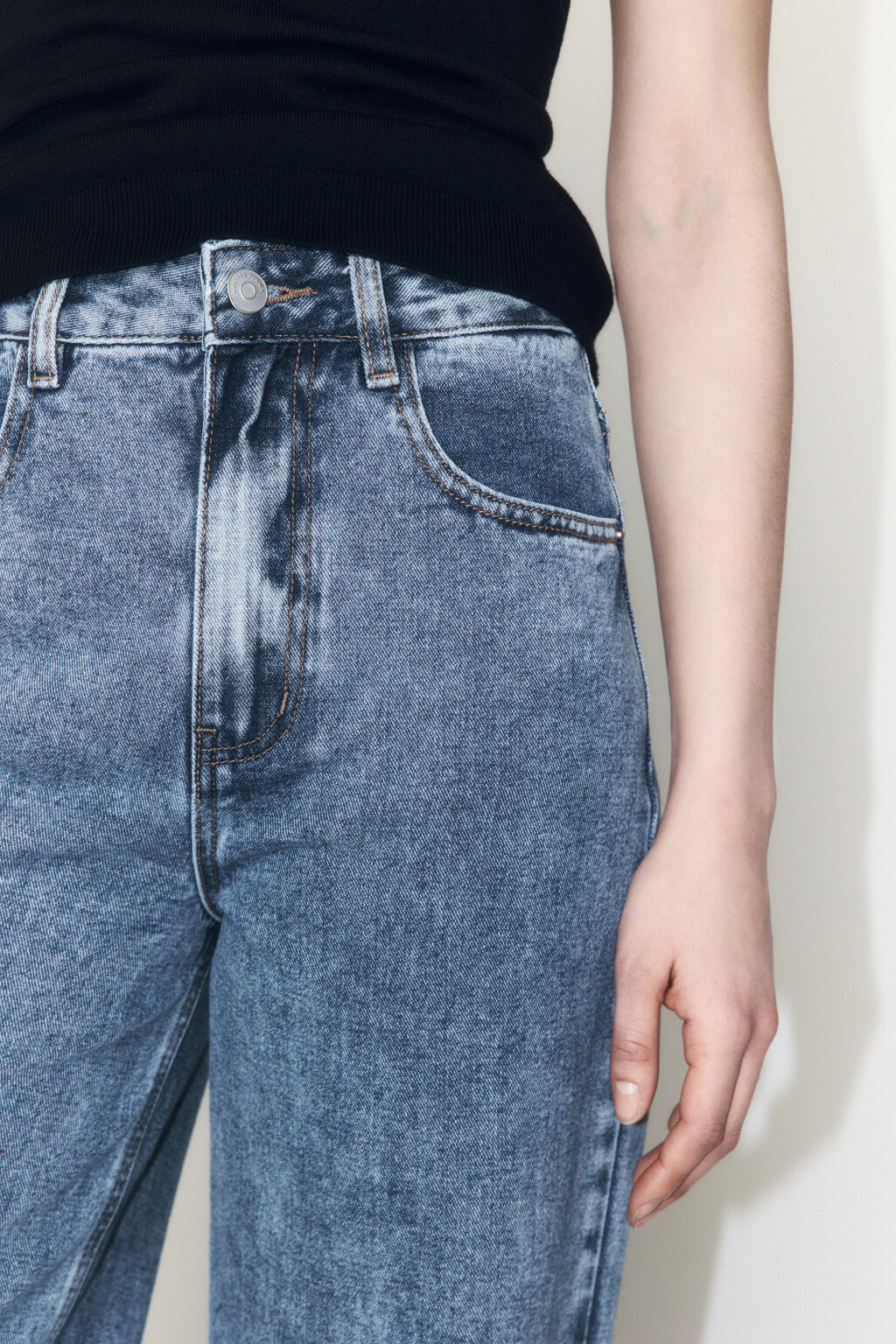 Джинсы широкие с высокой посадкой - цвет голубой - 5