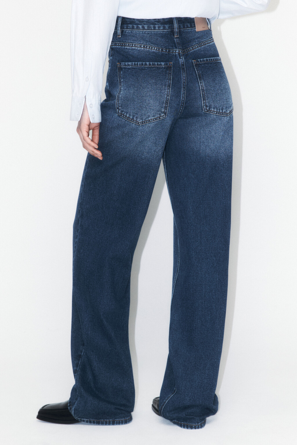 Джинсы широкие с высокой посадкой - цвет голубой - 3