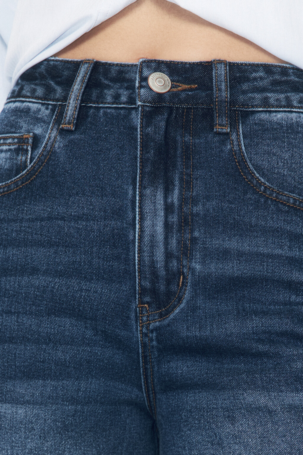 Джинсы широкие с высокой посадкой - цвет голубой - 5