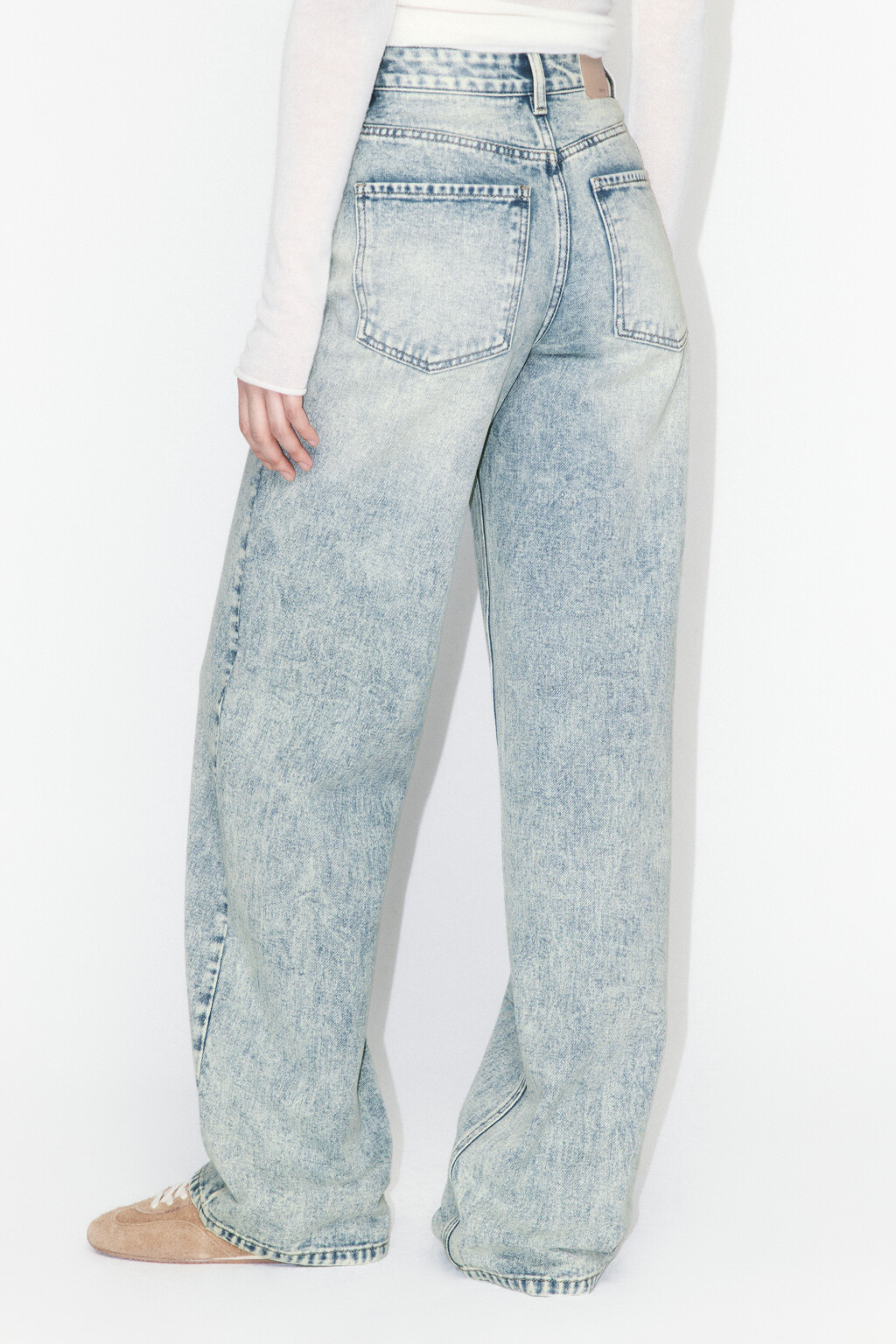 Джинсы широкие с высокой посадкой - цвет синий - 4