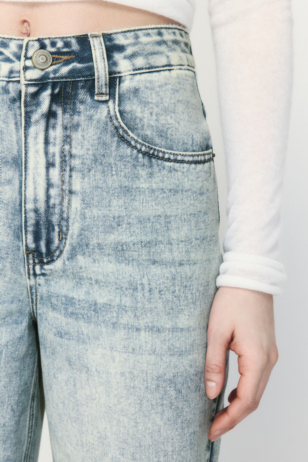 Джинсы широкие с высокой посадкой - цвет синий - 7