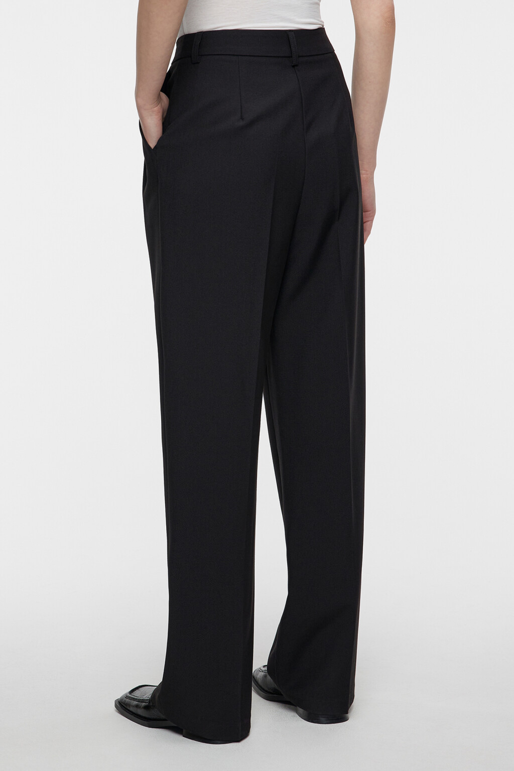 Брюки широкие костюмные с высокой посадкой - цвет черный - 4
