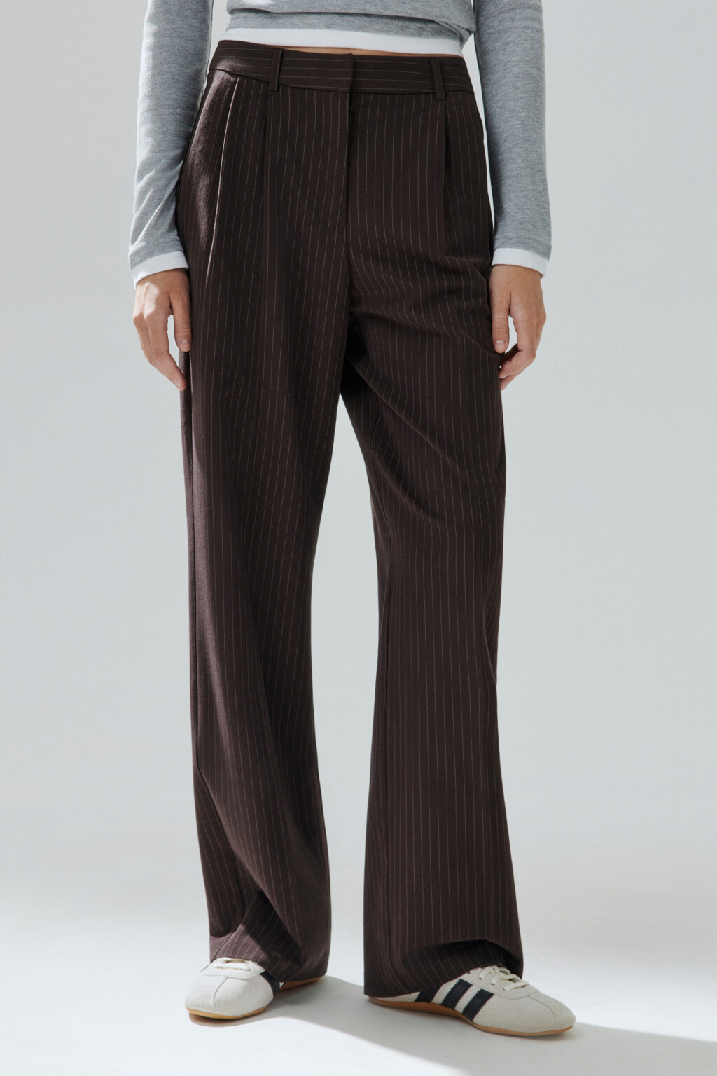 Брюки широкие с высокой посадкой - цвет коричневый - 2