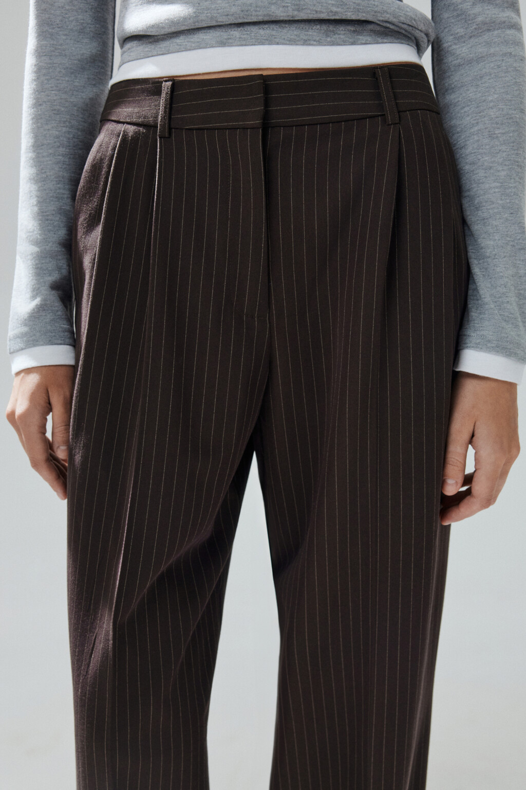 Брюки широкие с высокой посадкой - цвет коричневый - 5