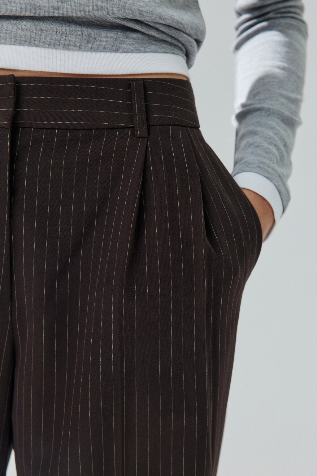 Брюки широкие с высокой посадкой - цвет коричневый - 6