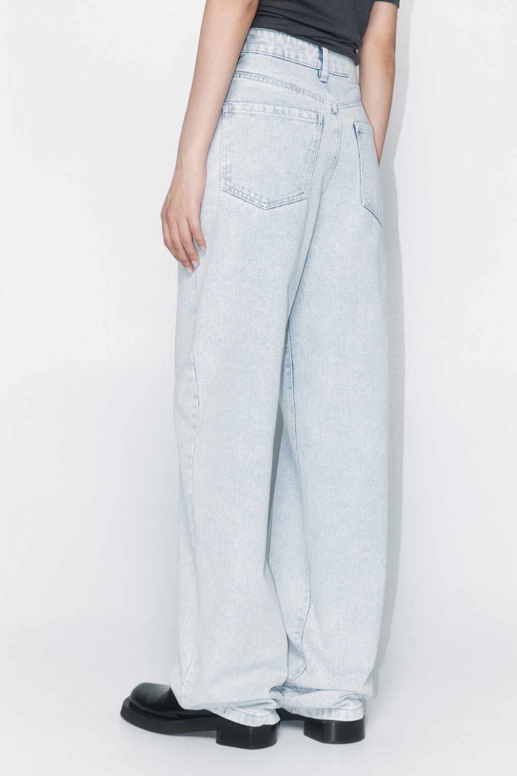 Джинсы wide широкие с высокой посадкой - цвет голубой - 4