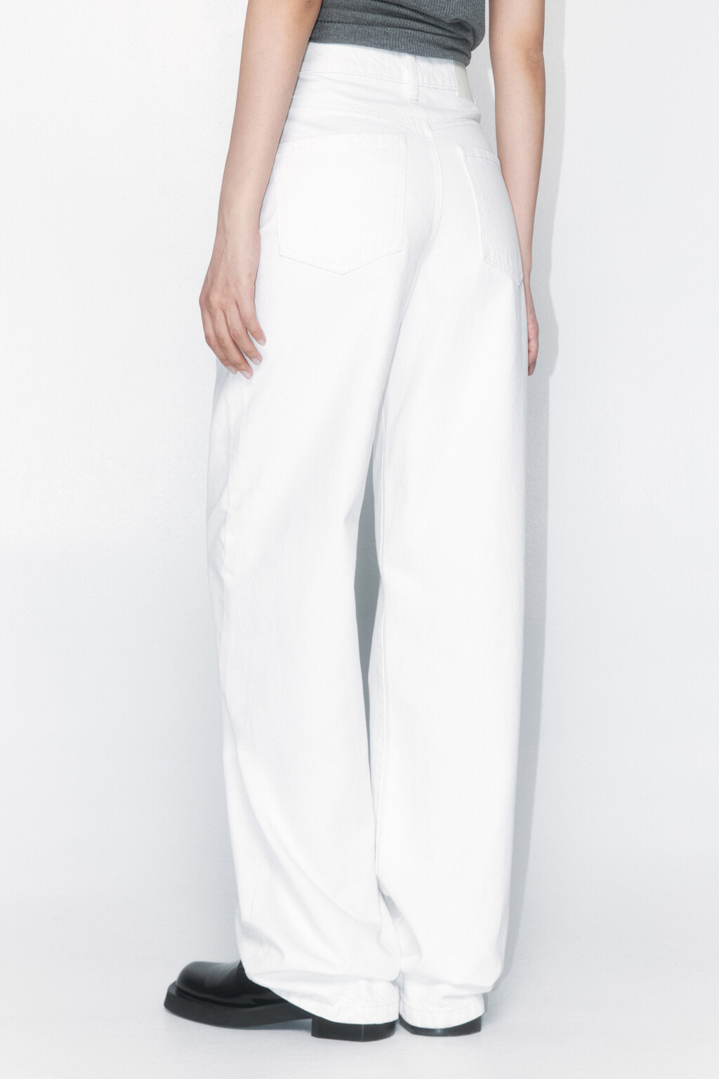 Джинсы wide широкие с высокой посадкой - цвет белый - 4