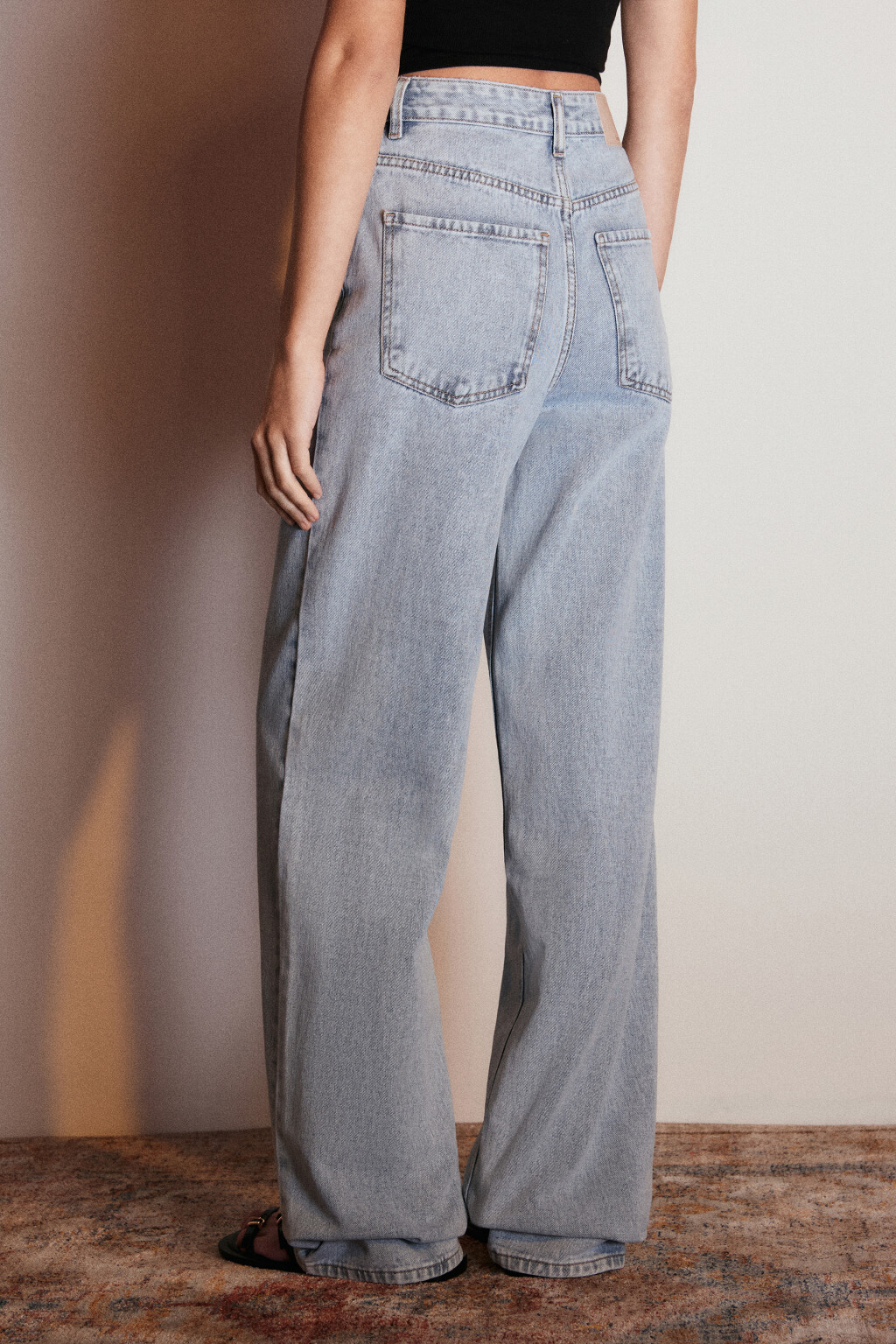 Джинсы широкие с высокой посадкой - цвет голубой - 4