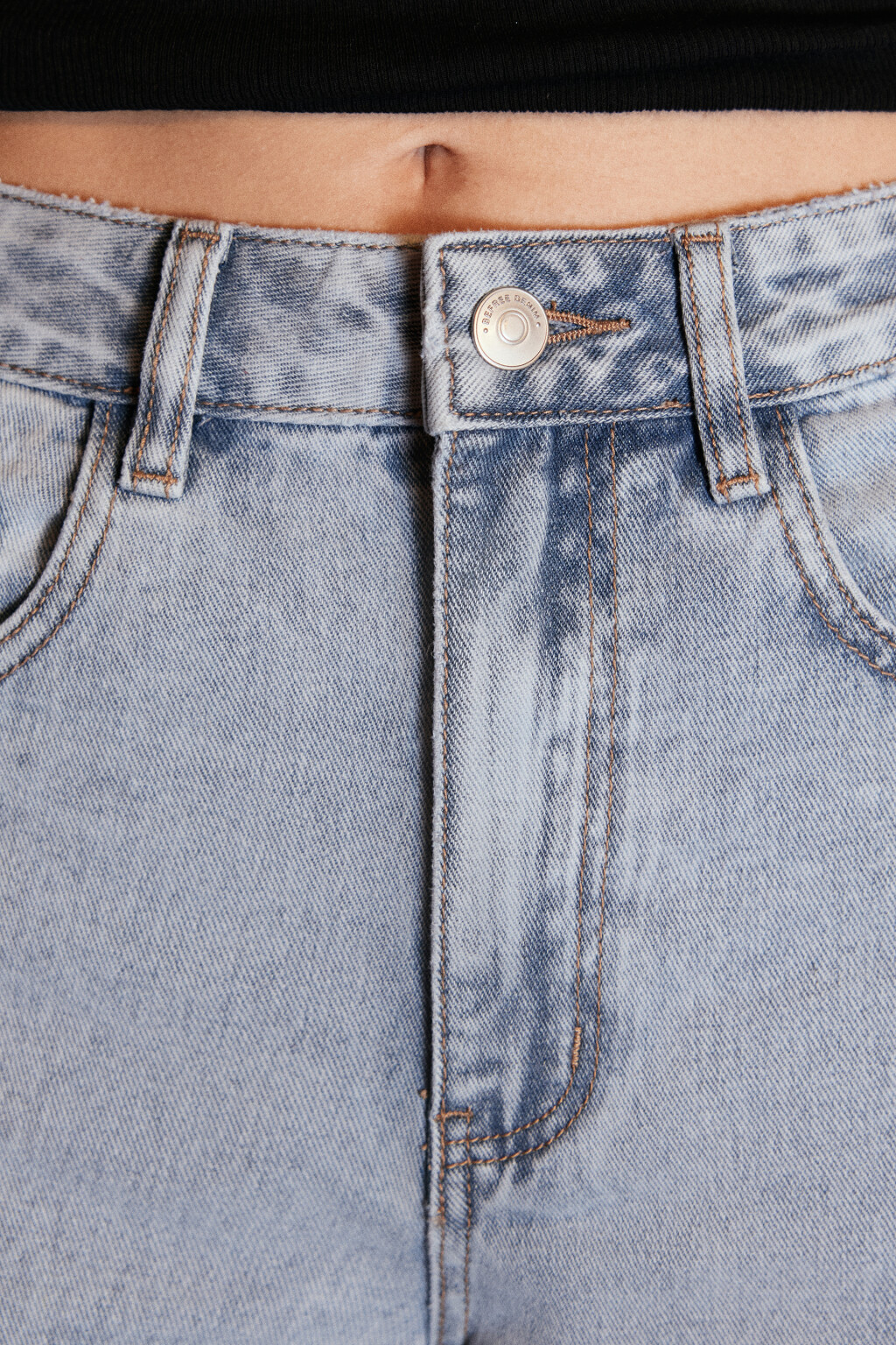 Джинсы широкие с высокой посадкой - цвет голубой - 6