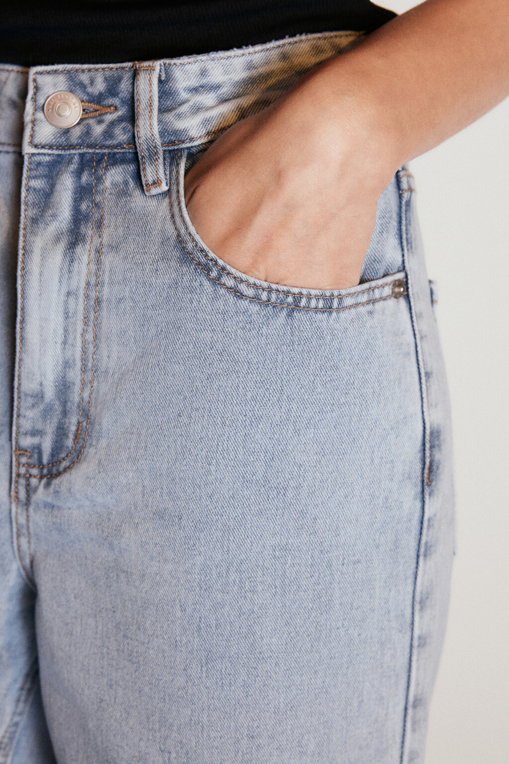 Джинсы широкие с высокой посадкой - цвет голубой - 7