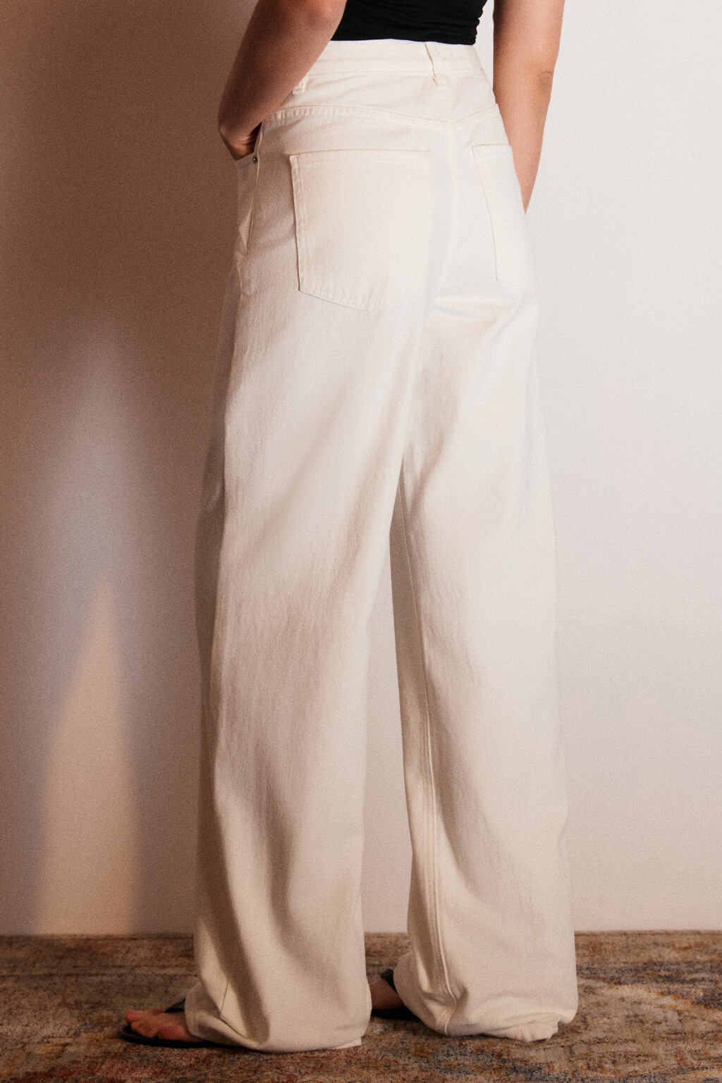 Джинсы широкие с высокой посадкой - цвет белый - 3