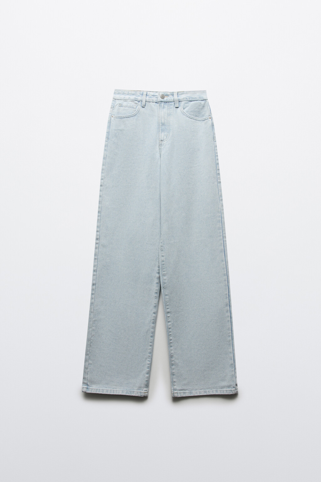 Джинсы широкие с высокой посадкой - цвет голубой - 1