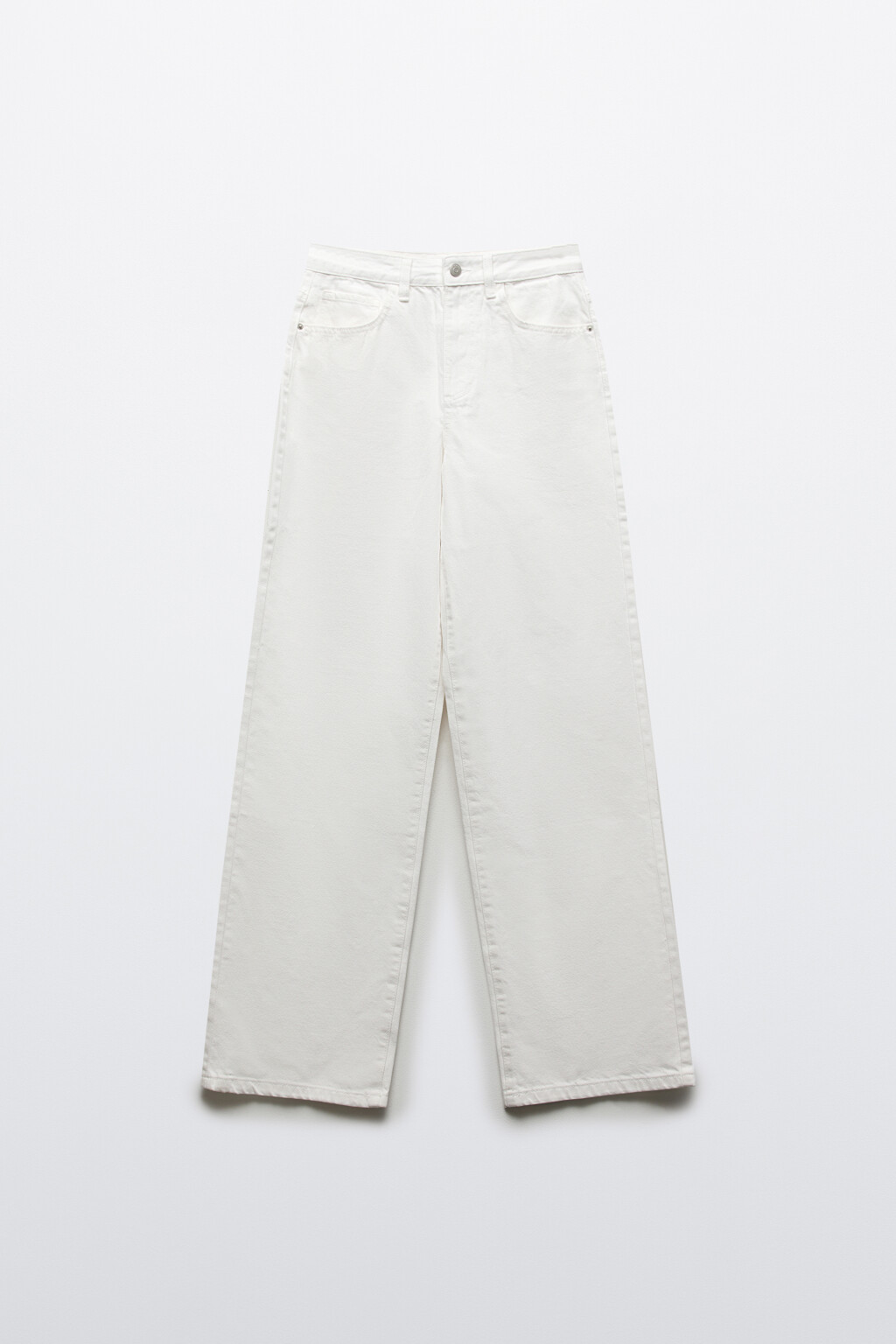 Джинсы широкие с высокой посадкой - цвет белый - 1