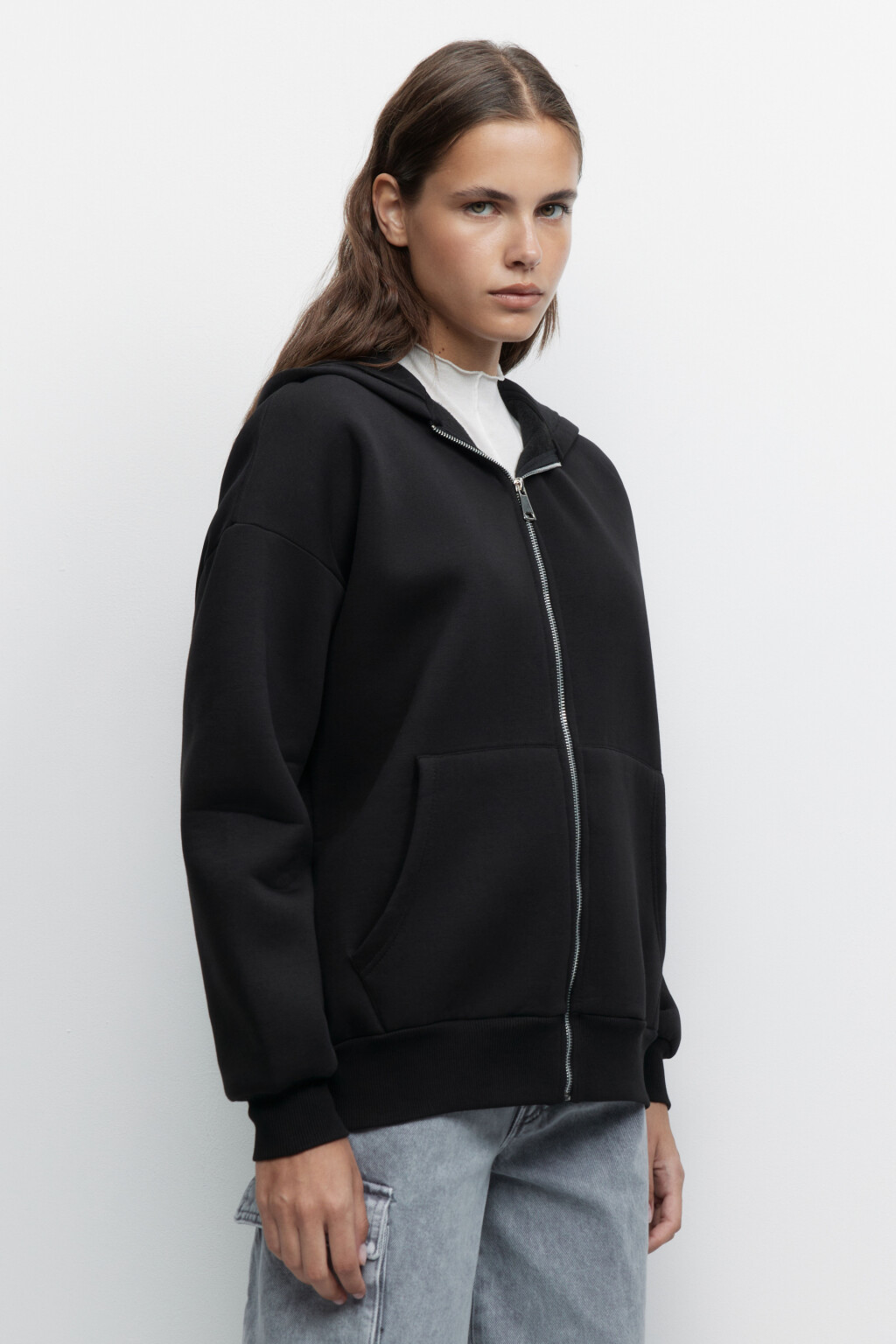 Худи ZIPP утепленная на молнии с капюшоном - цвет черный - 3