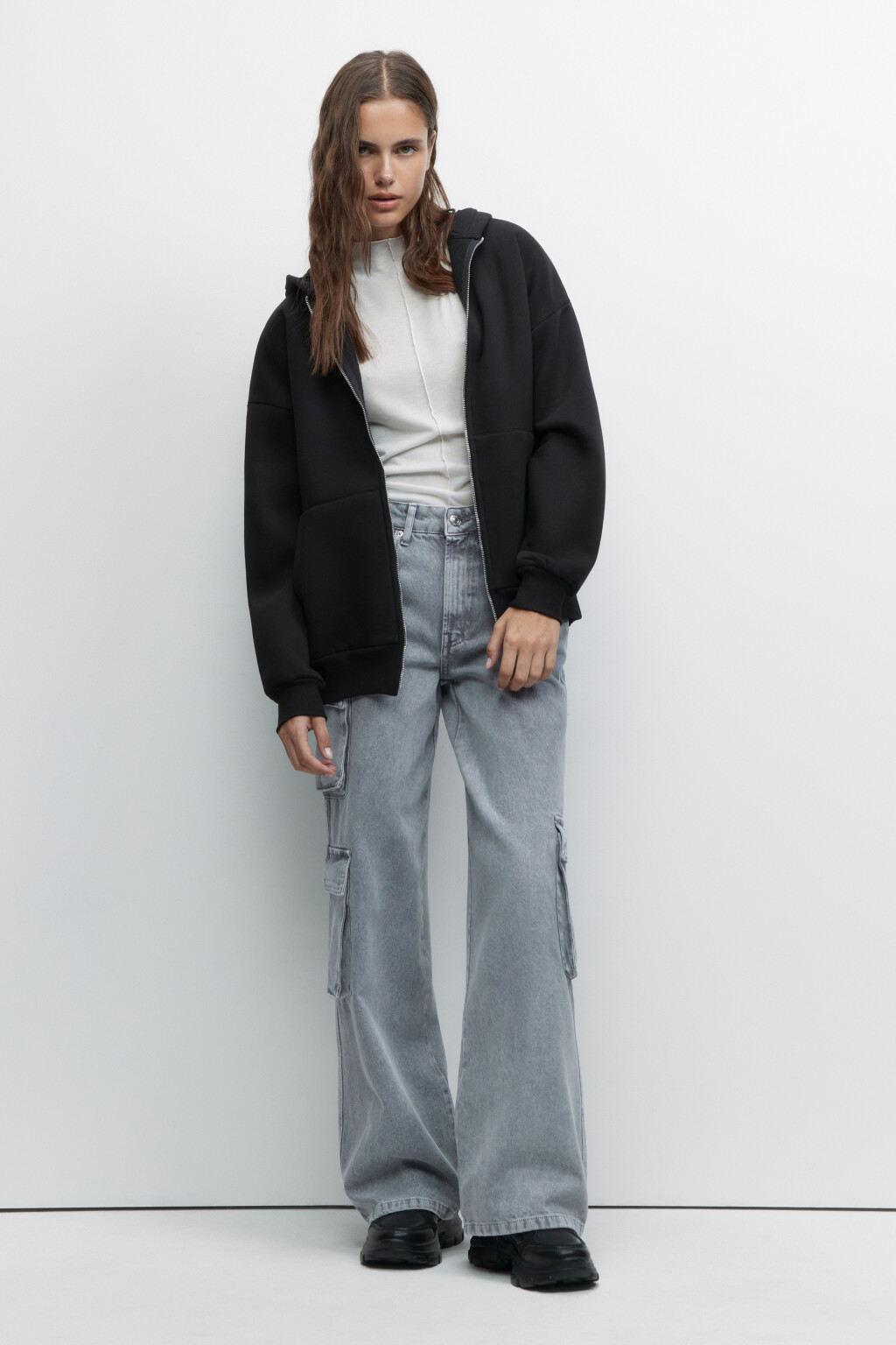 Худи ZIPP утепленная на молнии с капюшоном - цвет черный - 1