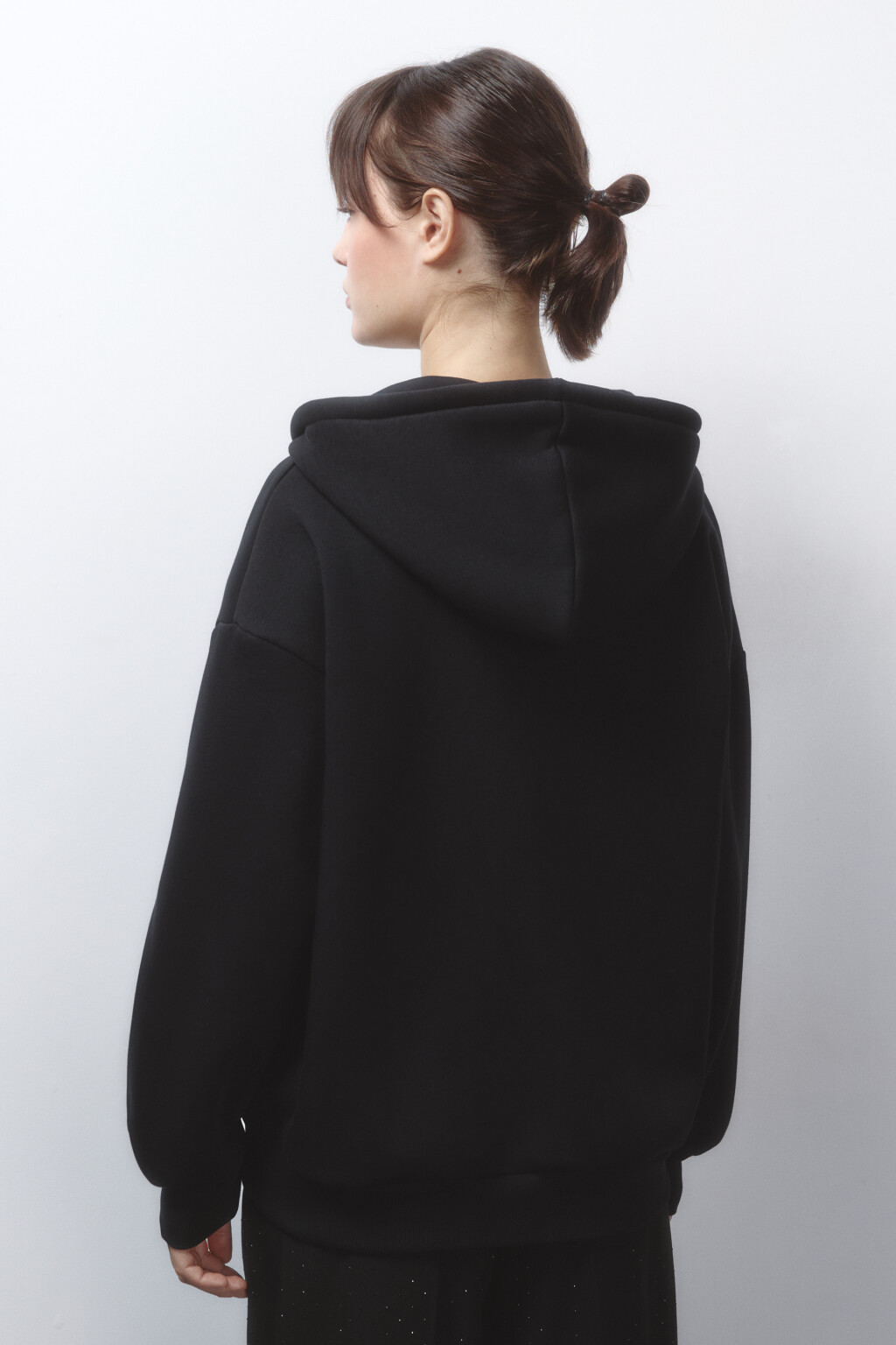 Худи-зипка oversize утепленная с капюшоном - цвет черный - 5