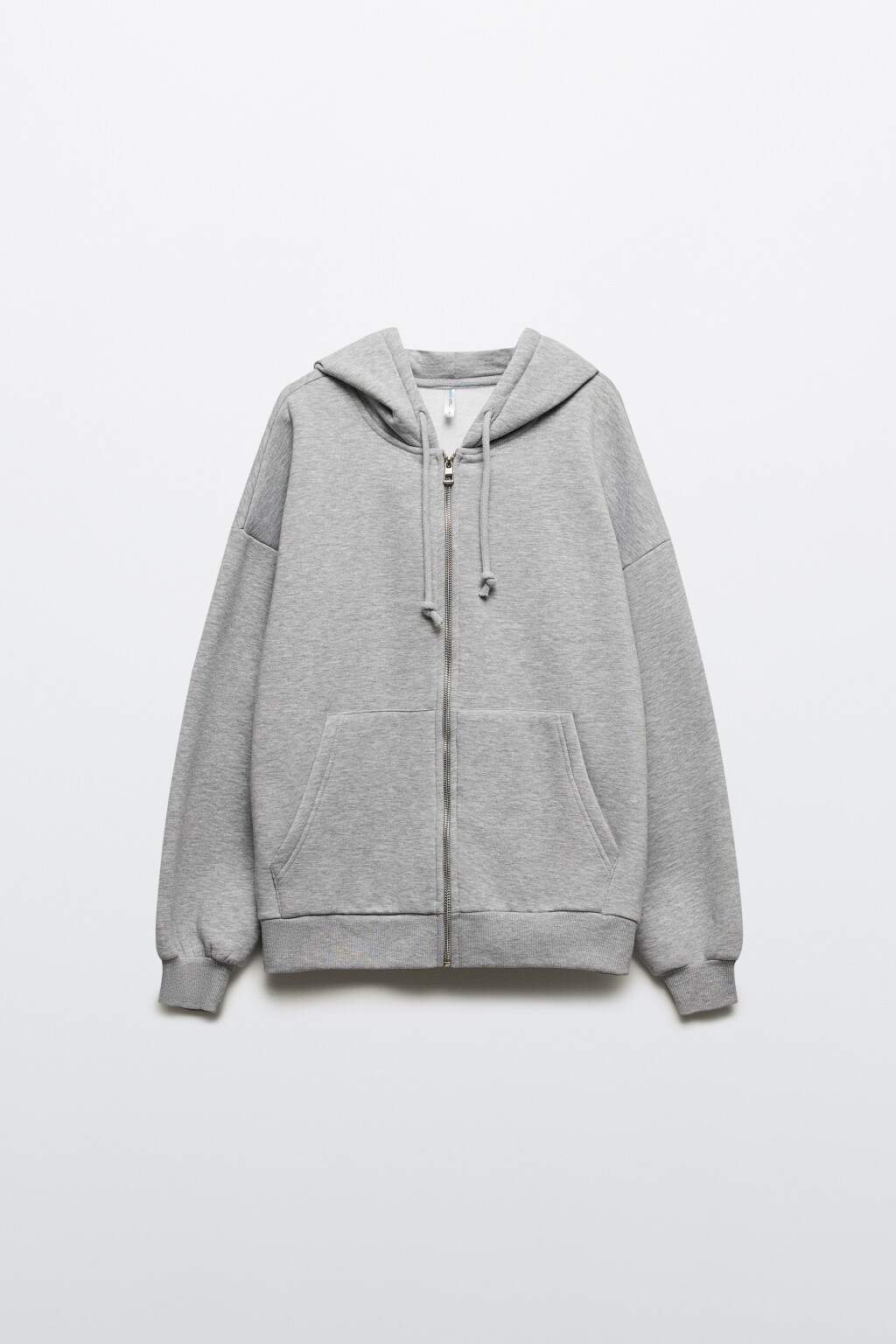 Худи-зипка oversize утепленная с капюшоном - цвет серый - 10