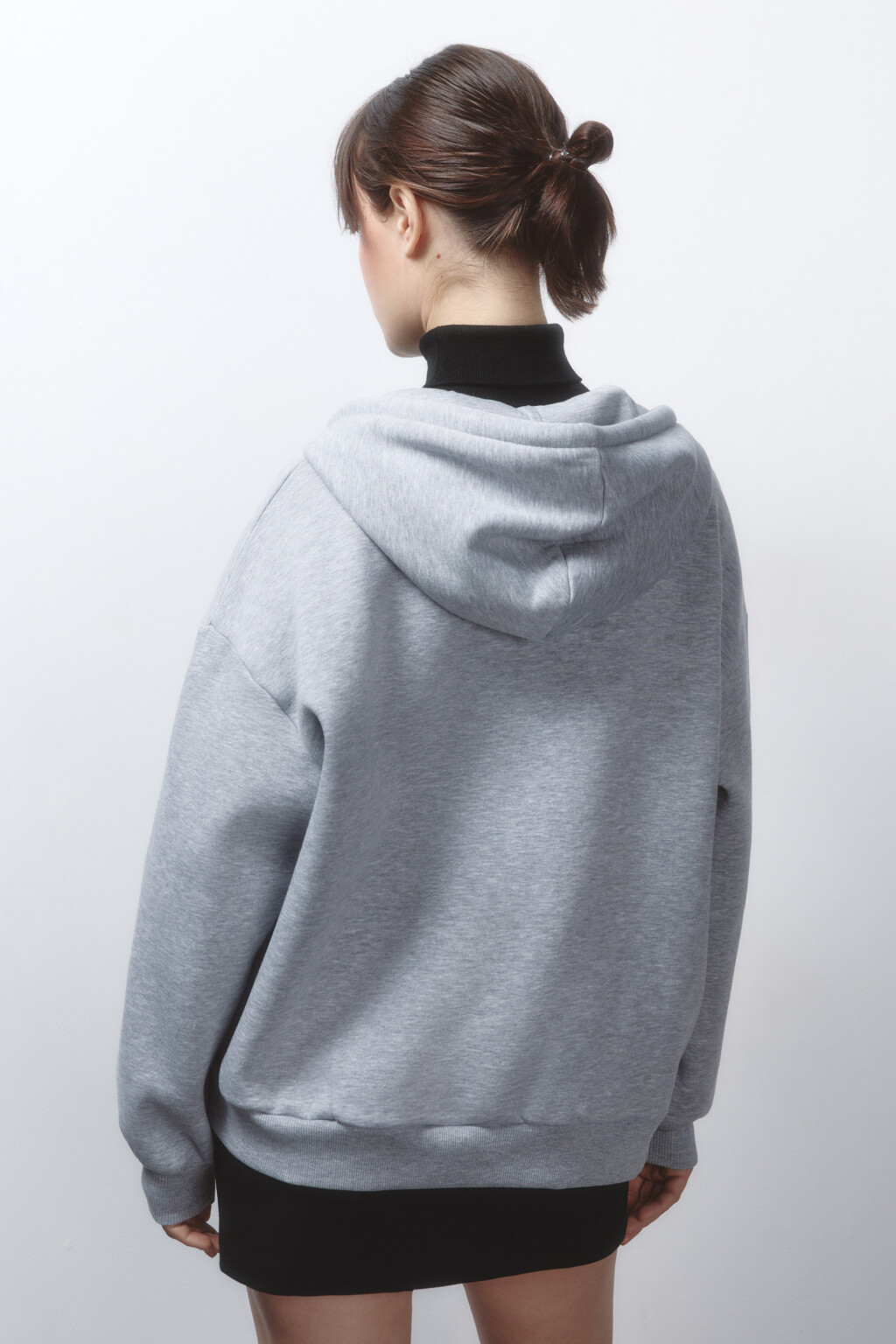 Худи-зипка oversize утепленная с капюшоном - цвет серый - 5