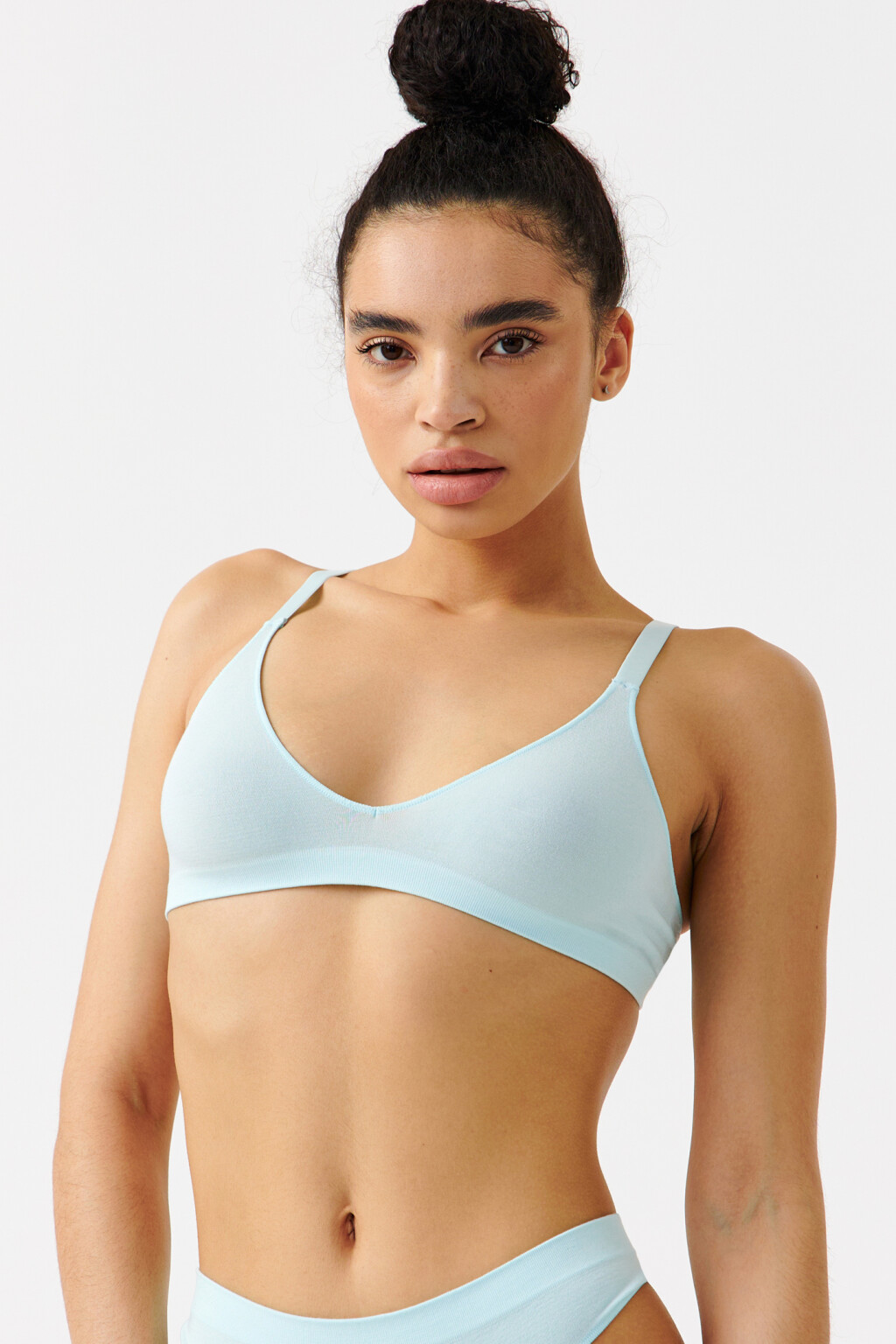 бюстгальтер трикотажный без косточек - цвет голубой - 4