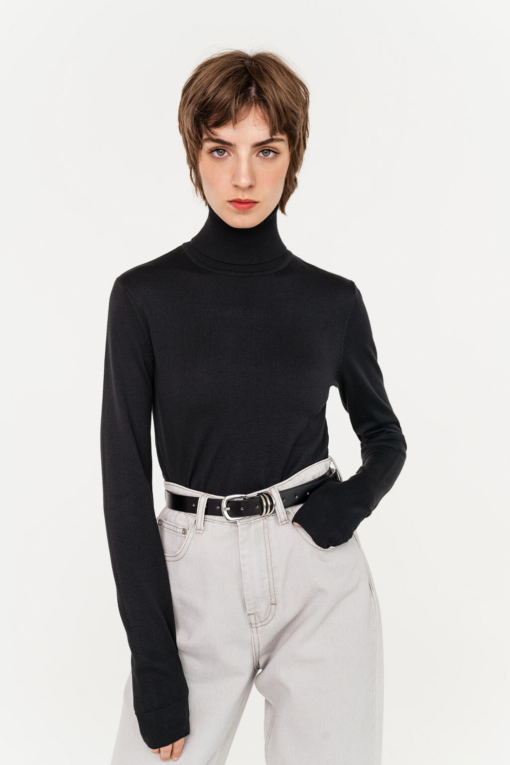 Водолазка трикотажная с длинными рукавами - цвет зеленый - 1