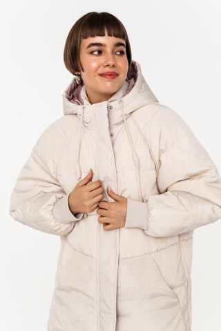 Куртка удлиненная стеганая с контрастной подкладкой 2041027110, цвет:  бежевый (61) по цене 1679 рублей — купить в интернет-магазине befree