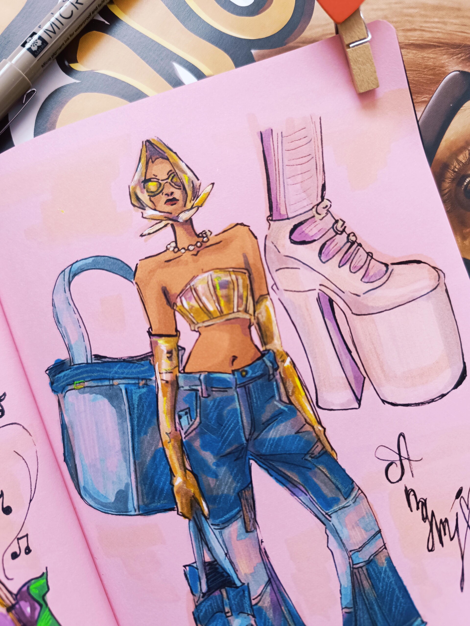 фэшн скетчинг джинса+золото - CO:CREATE 2