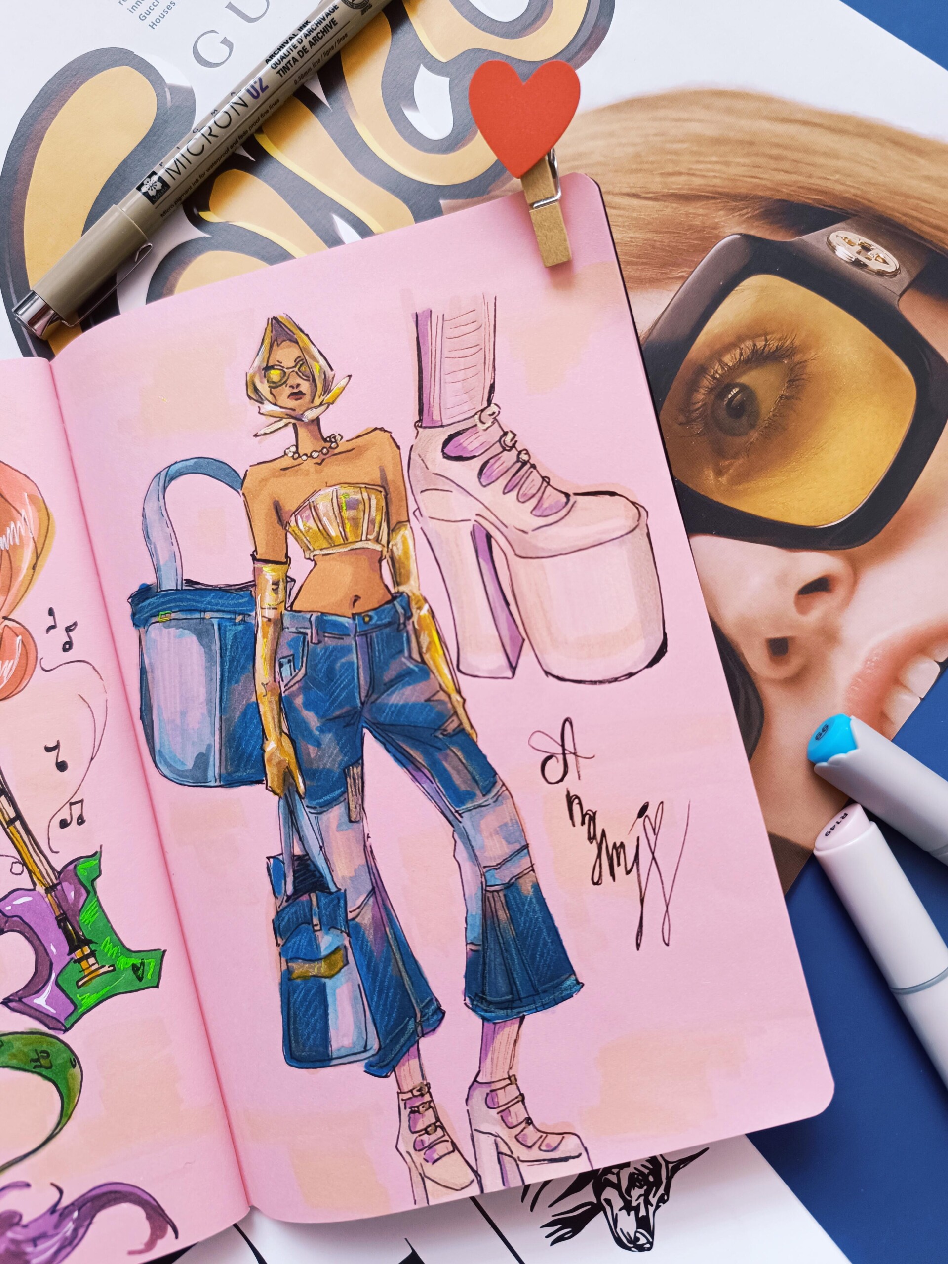 фэшн скетчинг джинса+золото - CO:CREATE 1