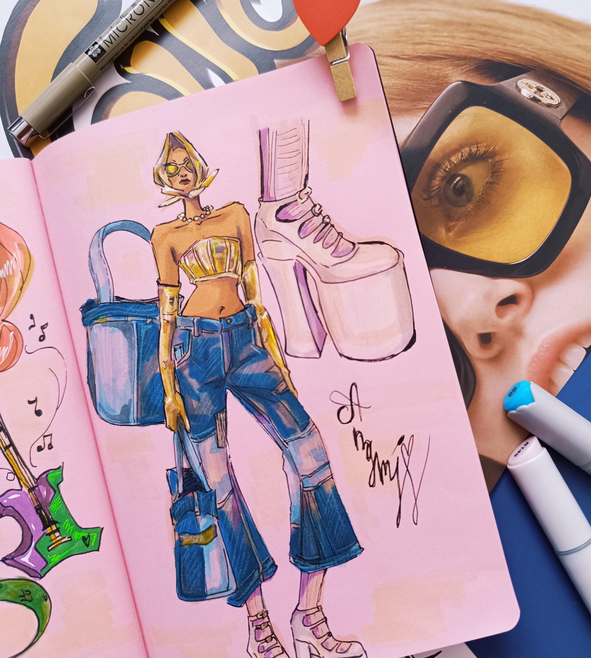 фэшн скетчинг джинса+золото - CO:CREATE