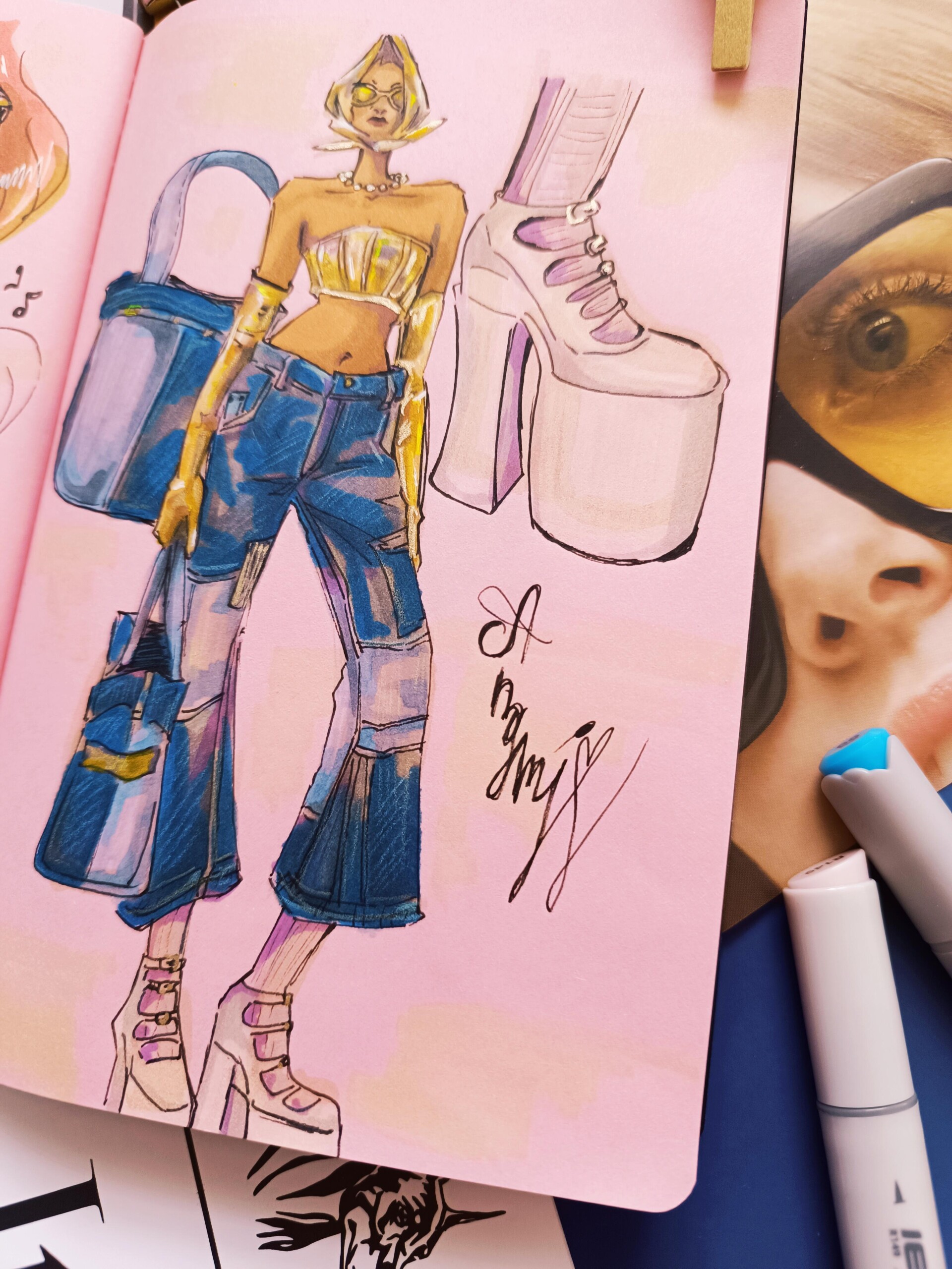 фэшн скетчинг джинса+золото - CO:CREATE 3