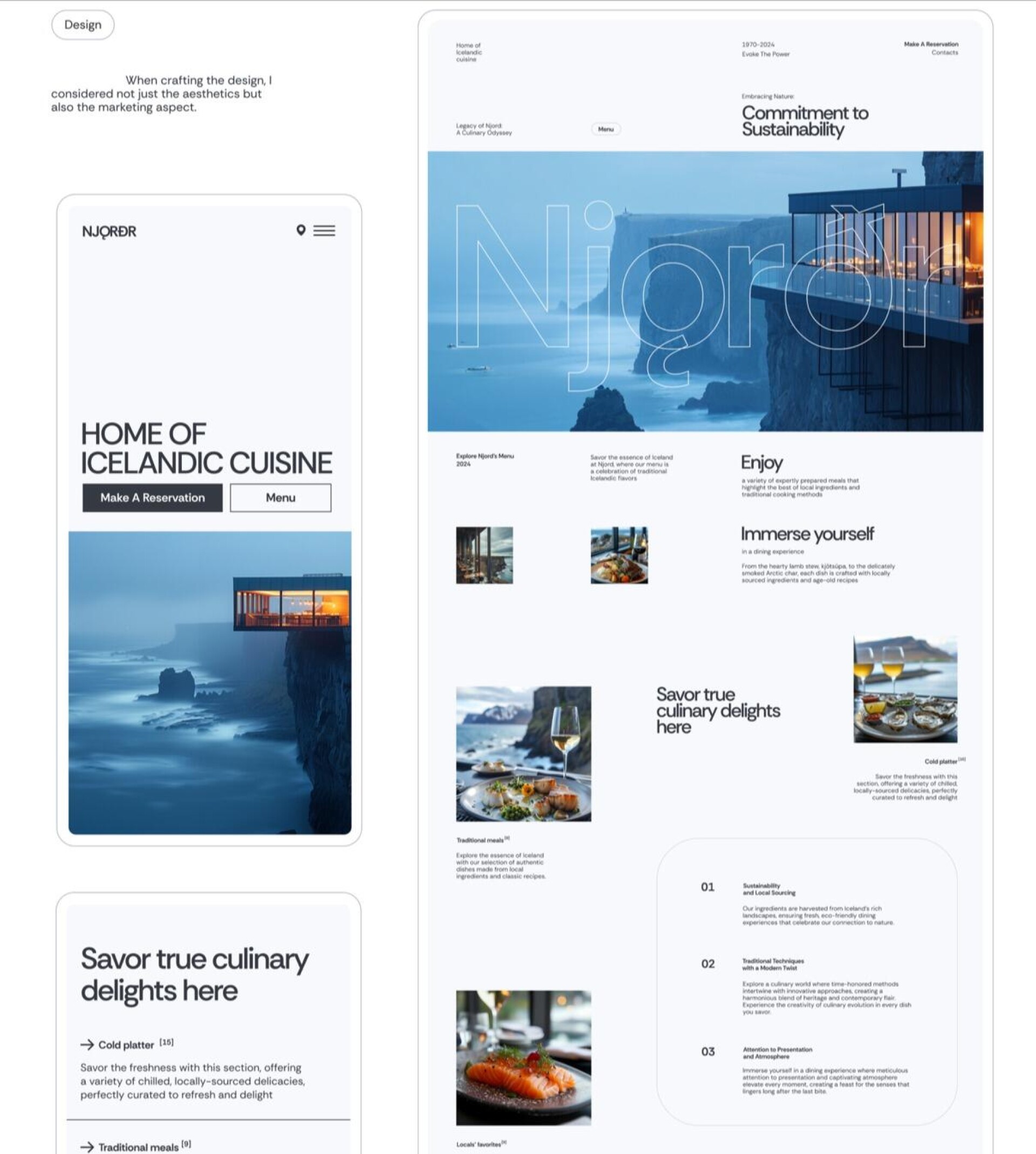 Концепт сайта ресторана в Исландии - CO:CREATE