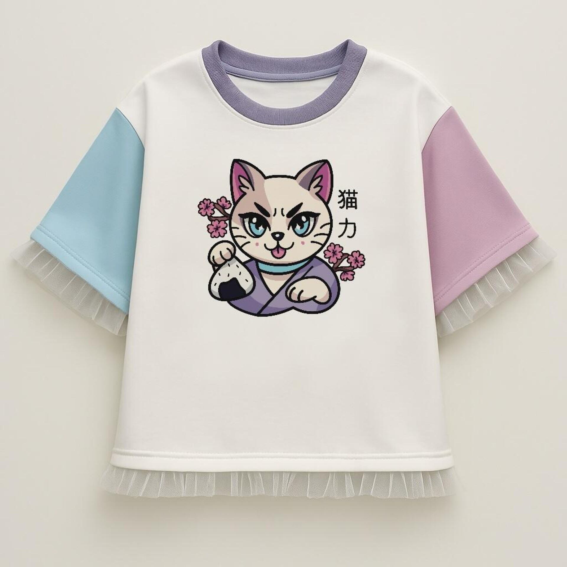 футболка в стиле kawaiicore: кот в кимоно - CO:CREATE