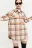 Куртка-рубашка фланелевая oversize в клетку - цвет бежевый - 1
