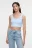 Майка-топ хлопковая укороченная на широких бретелях - цвет голубой - 1