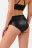 Шортики-трусики из искусственной кожи - цвет черный - 2