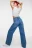 Джинсы wide leg широкие со складками на поясе - цвет голубой - 7