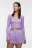 Лонгслив домашний с волнистыми краями и вырезом каре - цвет сиреневый - 1