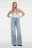 Джинсы wide leg с открытыми срезами и рваными коленями - цвет голубой - 4