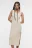 Платье-майка миди вязаное с разрезом на бедре - цвет бежевый - 8