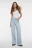 Джинсы wide leg широкие с поясом-шнурком в кулиске - цвет голубой - 4