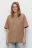Футболка oversize хлопковая с принтом-вышивкой - цвет коричневый - 1