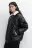 Куртка-бомбер oversize из искусственной кожи с меховым воротником - цвет черный - 3