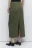 Юбка миди прямая с разрезом и карманами - цвет зеленый - 3